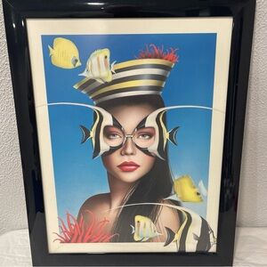 Luxottica Print,  Lady With Fish In Beautiful Eye Catching Colors. See Pictures